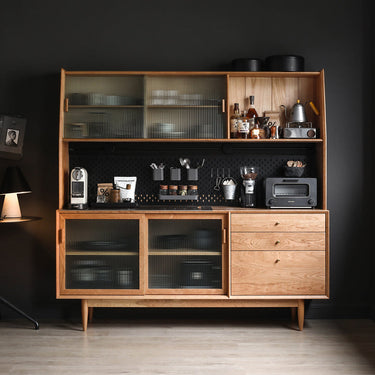 kitchen cabinet with wood construction
