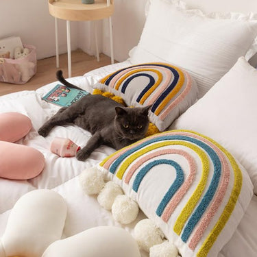 Rainbow Pom Pom Cushion